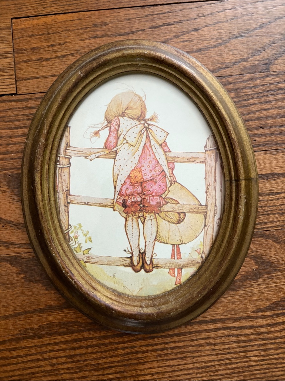 Vintage Holly Hobbie Print Oval Frame Home Decor